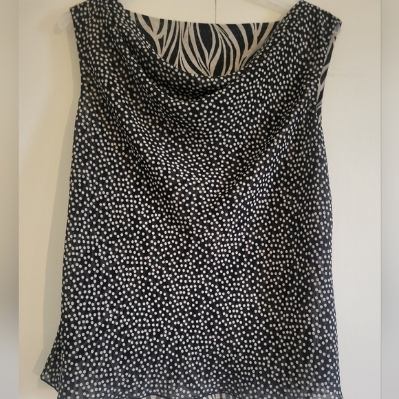 Black and White Zebra Print and Polka Dot Reversible Sleeveless Top - Picture 2 of 4